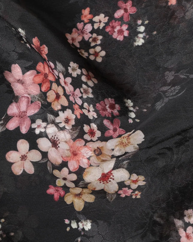 Midnight Sakura Viscose Crepe Fabric, 110cm Wide â€“ Ethereal Floral Delicacy-D18399 Regal Fabrics