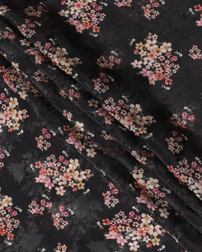 Midnight Sakura Viscose Crepe Fabric, 110cm Wide â€“ Ethereal Floral Delicacy-D18399 Regal Fabrics