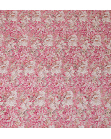 Blossom Harmony Viscose Crepe Fabric, 110cm Wide – A Symphony of Pink Florals-D18401