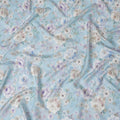 Serene Sky Blue Viscose Crepe Fabric with Floral Print, 110cm Wide â€“ Delicate Daydream-D18407