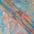 Multicolor Premium Pure Italian cotton voile fabric with golden foil print in abstract design-D15703 - Regal Fabrics