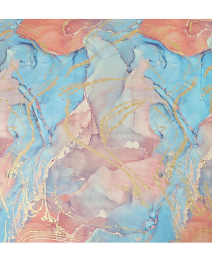 Multicolor Premium Pure Italian cotton voile fabric with golden foil print in abstract design-D15703 - Regal Fabrics