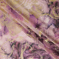 Light pink Premium Pure Italian cotton voile fabric with multicolor print having golden foil in abstract design-D15706