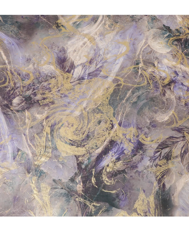 Multicolor Premium Pure Italian cotton voile fabric with golden foil print in abstract design-D15707 Regal Fabrics