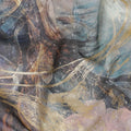 Multicolor Premium Pure Italian cotton voile fabric with golden foil print in abstract design-D15708 - Regal Fabrics