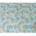 قماش فوال من القطن الإيطالي الخالص باللون الأزرق الفيروزي مع طباعة متعددة الألوان ذات رقائق ذهبية بتصميم تجريدي-D15709