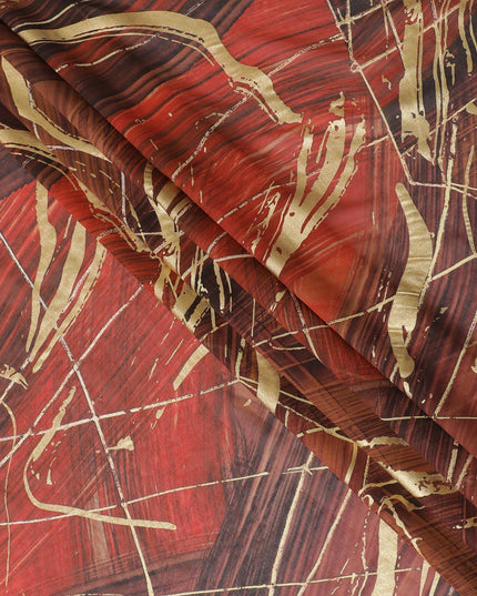 Multicolor Premium Pure Italian cotton voile fabric with golden foil print in abstract design-D15710