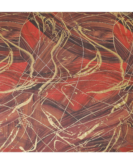 Multicolor Premium Pure Italian cotton voile fabric with golden foil print in abstract design-D15710