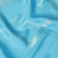 Sky blue premium pure silk crepe fabric with same tone jacquard and gold metallic lurex in abstract design-D15714