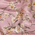 Rose pink Premium pure silk crepe fabric with same tone jacquard having multicolor print in floral design-D15729