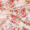 Salmon peach Premium pure silk crepe fabric with same tone jacquard having multicolor print in floral design-D15730 - Regal Fabrics