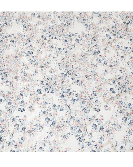Off white Premium pure silk crepe fabric with multicolor print having gold metallic lurex in floral design-D15732 - Regal Fabrics