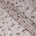 Pale brown Premium pure silk crepe fabric with multicolor print having gold metallic lurex in floral design-D15736 - Regal Fabrics