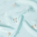Powder blue Premium pure silk crepe fabric with same tone jacquard having gold metallic lurex in floral design-D15743 - Regal Fabrics