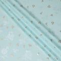Powder blue Premium pure silk crepe fabric with same tone jacquard having gold metallic lurex in floral design-D15743 - Regal Fabrics