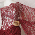 Barn red Premium pure French chantilly lace saree in floral design-D16367