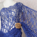 Royal blue Premium pure French chantilly lace saree in floral design-D16369