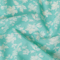 Turquoise green cotton voile fabric with beige print in floral design-D15152