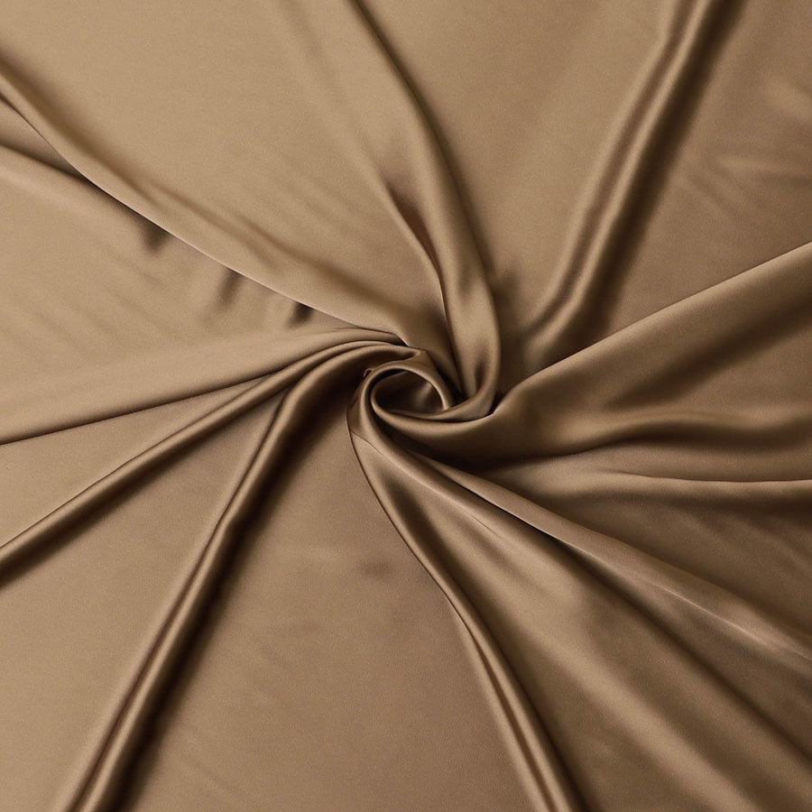 Sand brown plain pure crepe satin fabric-D7570