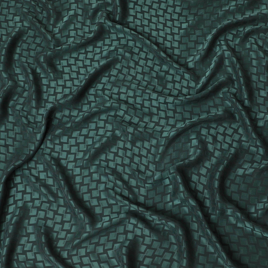 قماش كوبرو أخضر غابات قابل للتحلل بنسبة 100% مع جاكار بنفس اللون بتصميم ذاتي-D13959