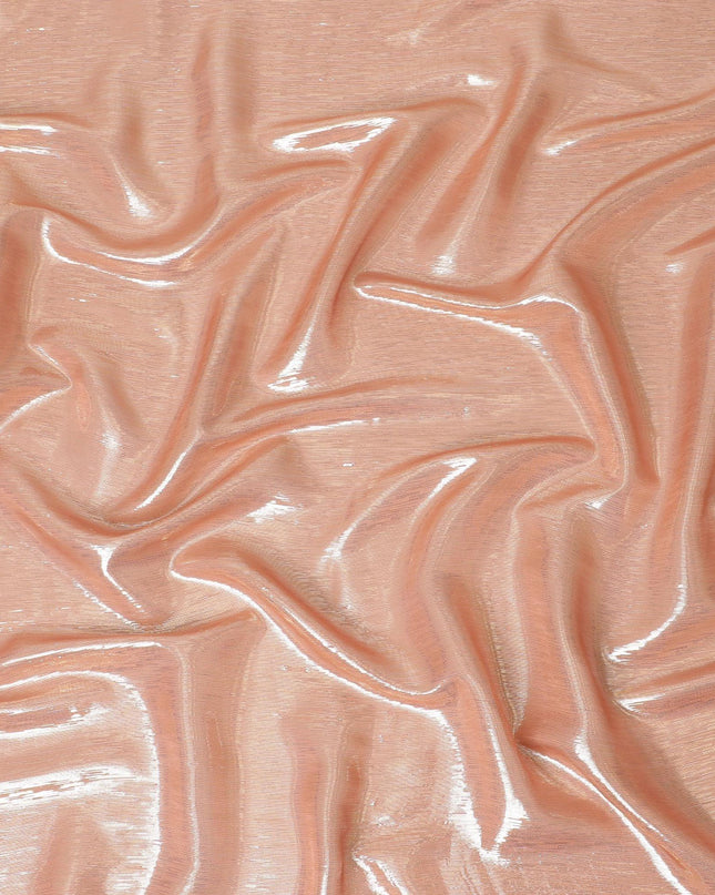 قماش شيفون من الحرير الخالص الفاخر مع لوريكس معدني ذهبي بتصميم مخطط -D12435