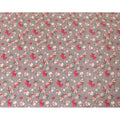 Liver brown premium pure silk crepe fabric with ruby pink, beige and forest green print in floral design-D9394