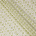 Off white cotton voile fabric with sage green print in floral design-D15061