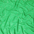 Kelly green Premium pure silk crepe fabric with same tone jacquard and gold metallic lurex in dot design-D14633