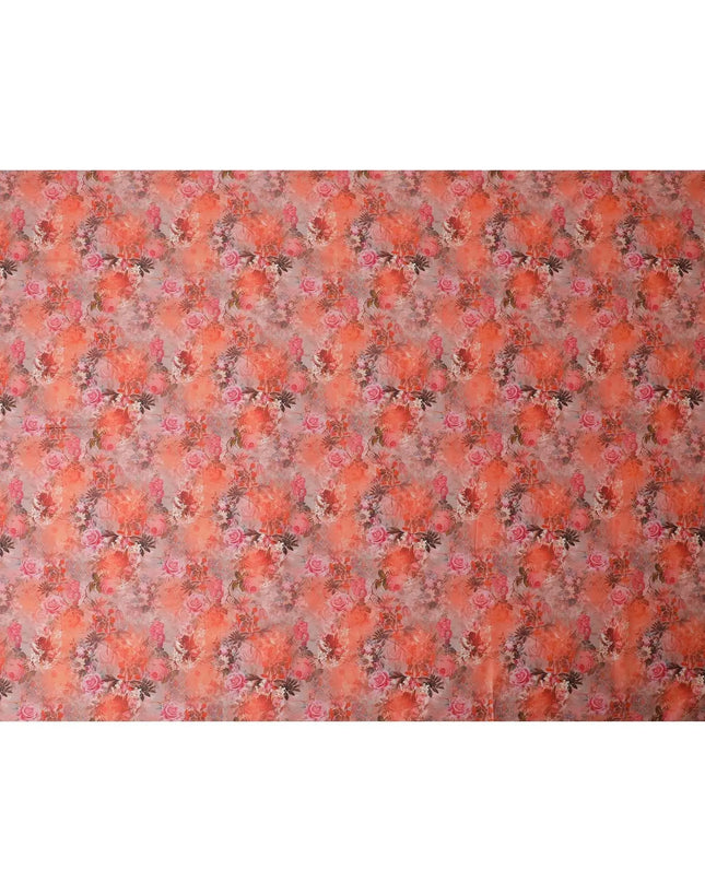 Soap Orange blended cotton lawn fabric  with multicolor print in floral design: D-5676 Regal Fabrics