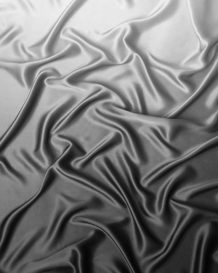 Cloud grey to black Premium pure silk satin fabric in ombre design-D15481