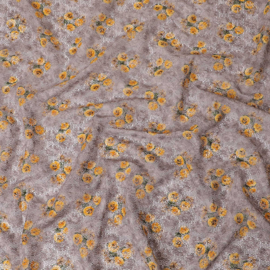 Multicolor synthetic lace fabric in floral design-D12827