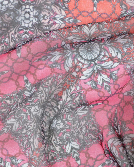 Multicolor printed synthetic chiffon fabric in floral design-D11015