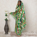 Multicolor Premium pure silk chiffon thobe with gold metallic lurex in floral design-D14348 Regal Fabrics
