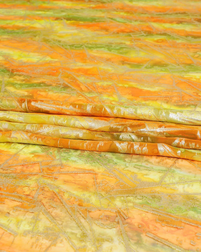 قماش شيفون حريري نقي فاخر متعدد الألوان مع لوريكس معدني ذهبي بتصميم زهور-D9334