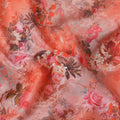 Soap Orange blended cotton lawn fabric  with multicolor print in floral design: D-5676