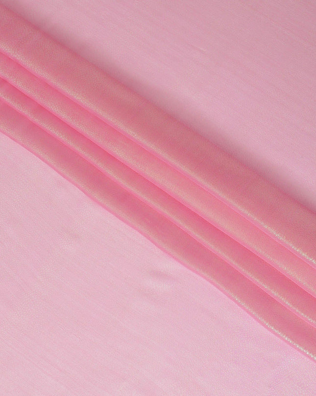 Baby pink Premium pure silk chiffon fabric with same tone metallic lurex in self design-D13551