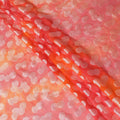 قماش شيفون حرير خالص برتقالي فاخر مع طباعة متعددة الألوان بها فيسكوز فضي بتصميم منقط-D13117