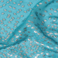 Teal blue Premium pure silk chiffon fabric with multicolor metallic lurex in fancy design-D13141