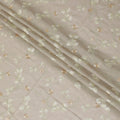 Pale brown premium pure cotton voile fabric with same tone and beige embroidery in floral design-D13614
