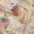 Flax yellow synthetic chiffon fabric with multicolor print in floral design-D13417 Regal Fabrics
