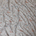 Rhino grey synthetic modal satin fabric with multicolor print in floral design-D9106 Regal Fabrics