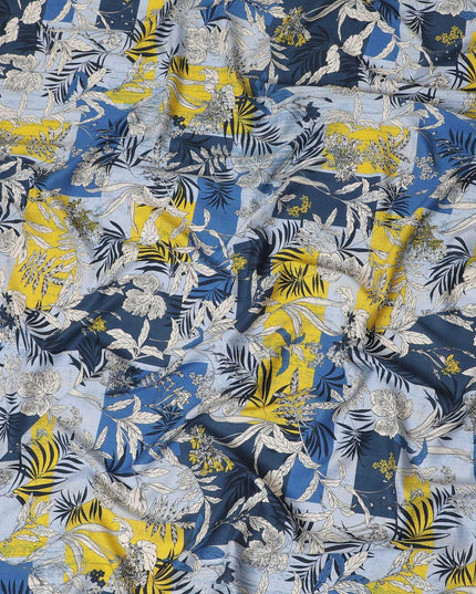 Powder blue Premium viscose fabric with multicolor print in floral design-D12355 Regal Fabrics