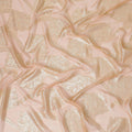 Light peach Premium pure French (Fransawi) silk chiffon fabric with gold metallic lurex in floral design-D9668