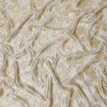 Beige Premium pure French (Fransawi) silk chiffon fabric with grey viscose and gold metallic in floral design-D14276