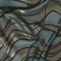 Bottle green Premium pure French (Fransawi) silk chiffon fabric with brown viscose and gold metallic lurex in abstract design-D14266