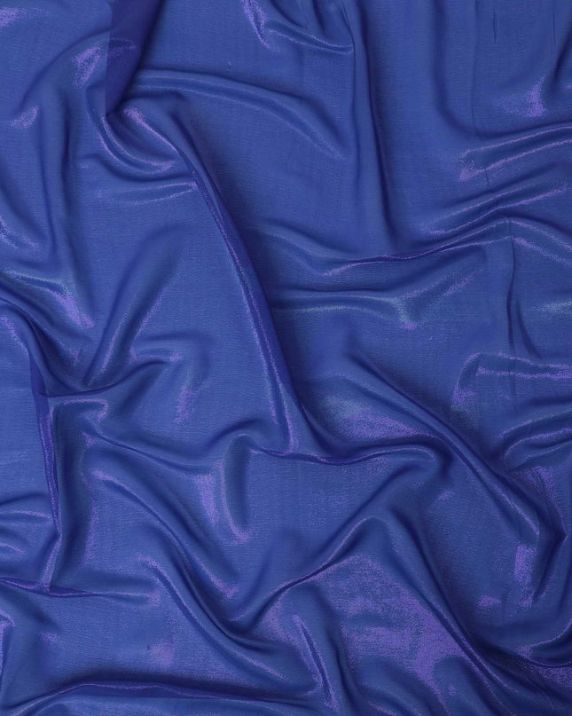 Royal blue synthetic chiffon fabric with same tone metallic lurex in plain design-D13299 Regal Fabrics