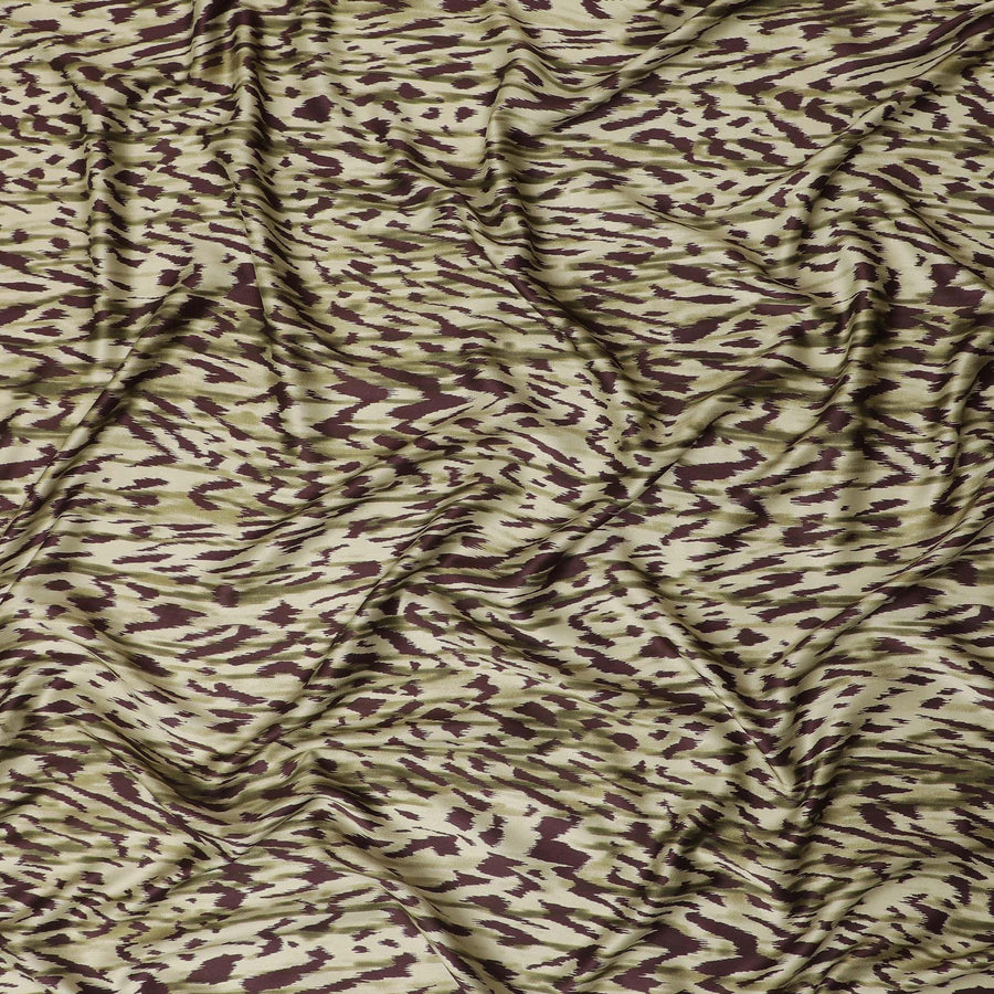 قماش فيسكوز إيطالي فاخر باللون الأخضر الزيتوني مع طباعة نبيذ بتصميم تجريدي-D12368