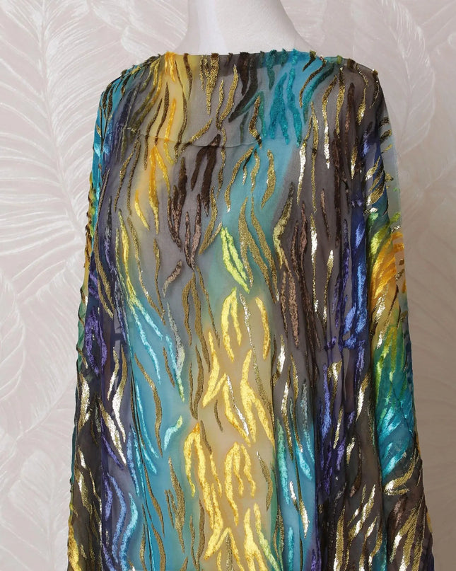 Multicolor Premium pure silk blended velvet makmal dirac fabric with gold metallic lurex in fancy design-D14867 Regal Fabrics
