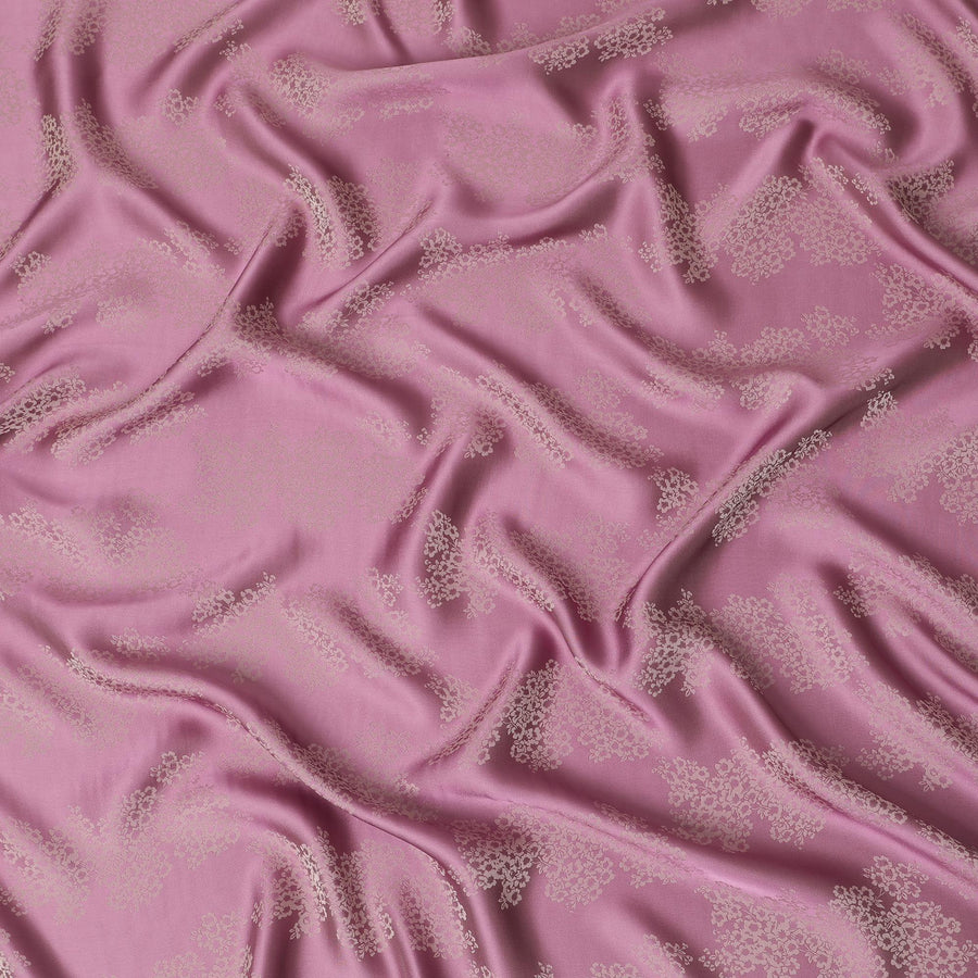 قماش كريب الحرير الخالص الفاخر باللون الوردي الوردي مع جاكار بيج بتصميم زهور -D13890