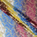 Multicolor Premium pure silk chiffon with gold metallic lurex in abstract design-D11365